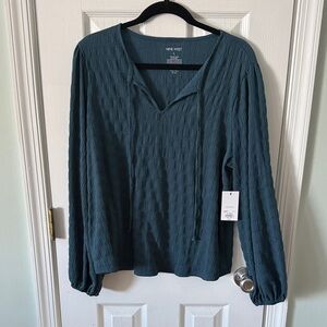 Nine West Blue Textured Blouse